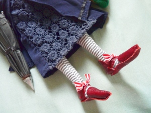 handmade red leather mary jane doll shoes
